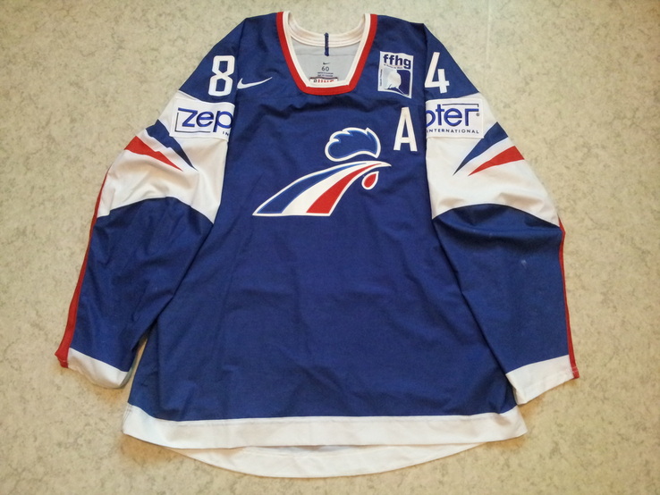 France ice hockey national team game worn jersey Kevin Hecquefeuille