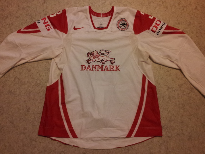Denmark ice hockey national team game worn jersey Philip Larsen