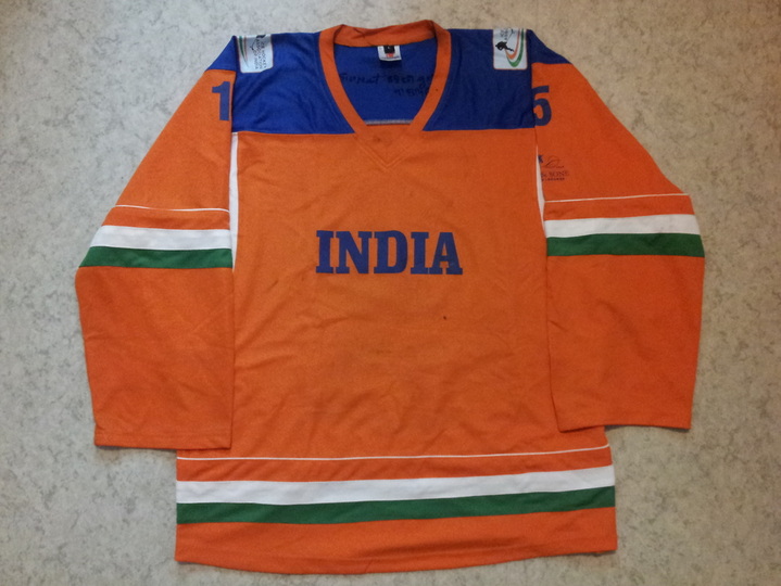 Game worn India ice hockey jersey