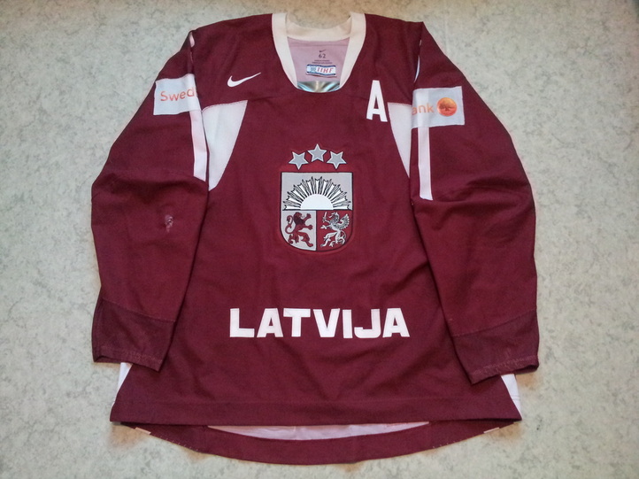 Latvia ice hockey game worn jersey Janis Sprukts